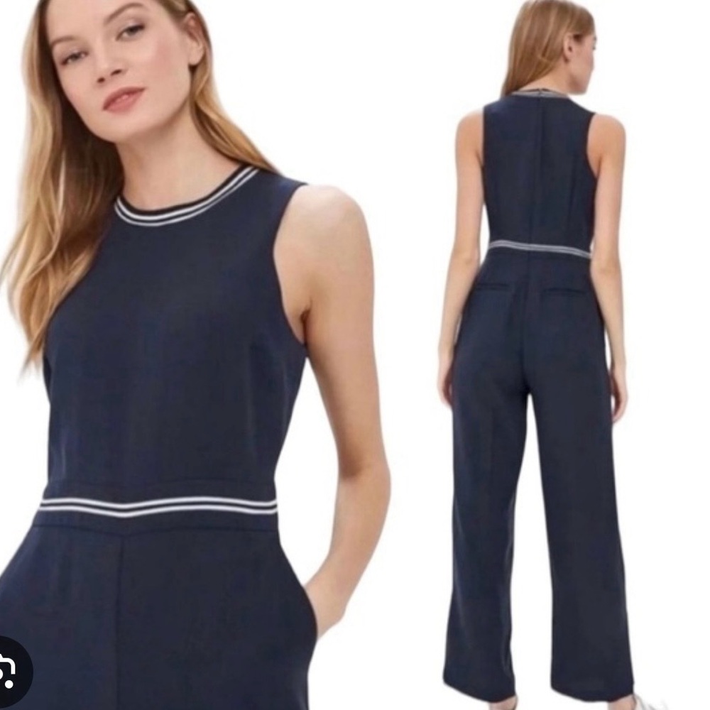 Banana Republic Navy and White jumpsuit. NWT. Size 6